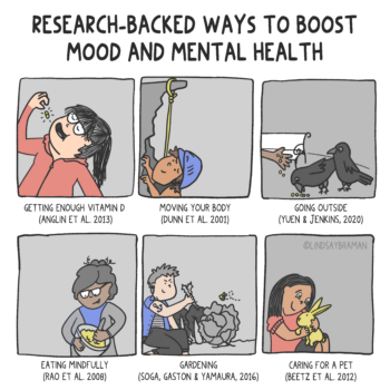 6 Illustrated Ways to Boost Mood and Mental Health