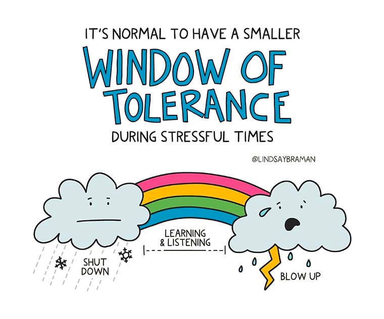the impact of stress on window of tolerance - Illustration by Lindsay Braman