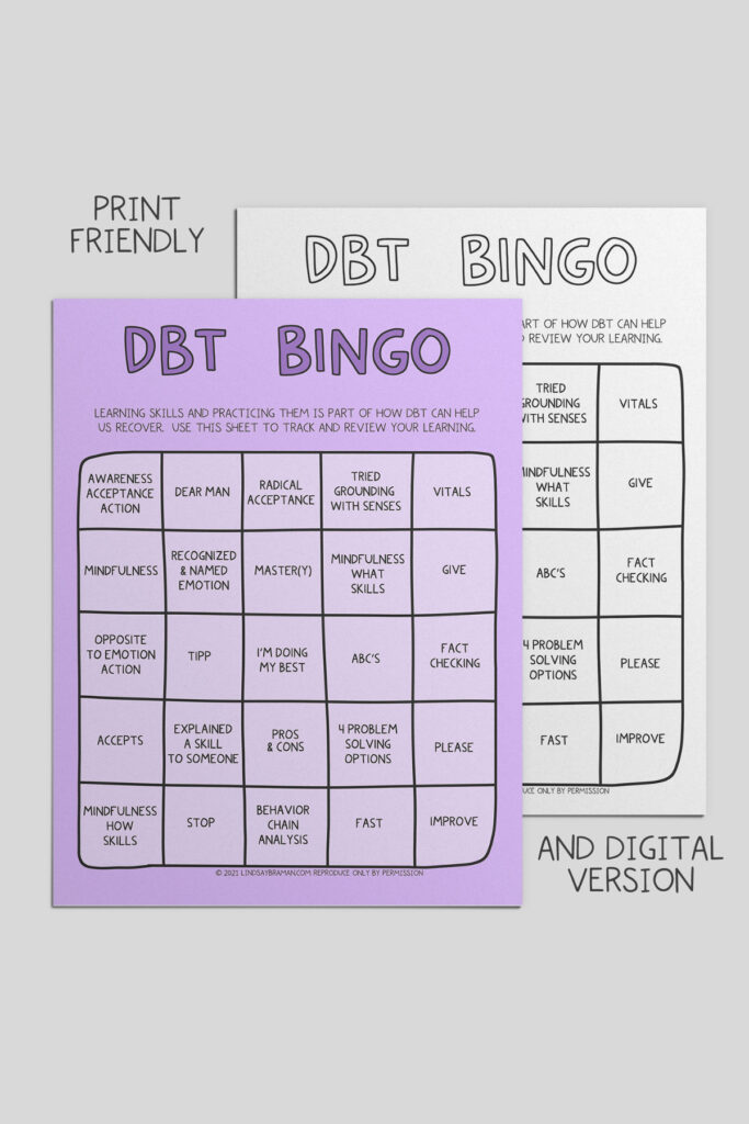 Printable Dbt Skills Cheat Sheet Printable Word Searches