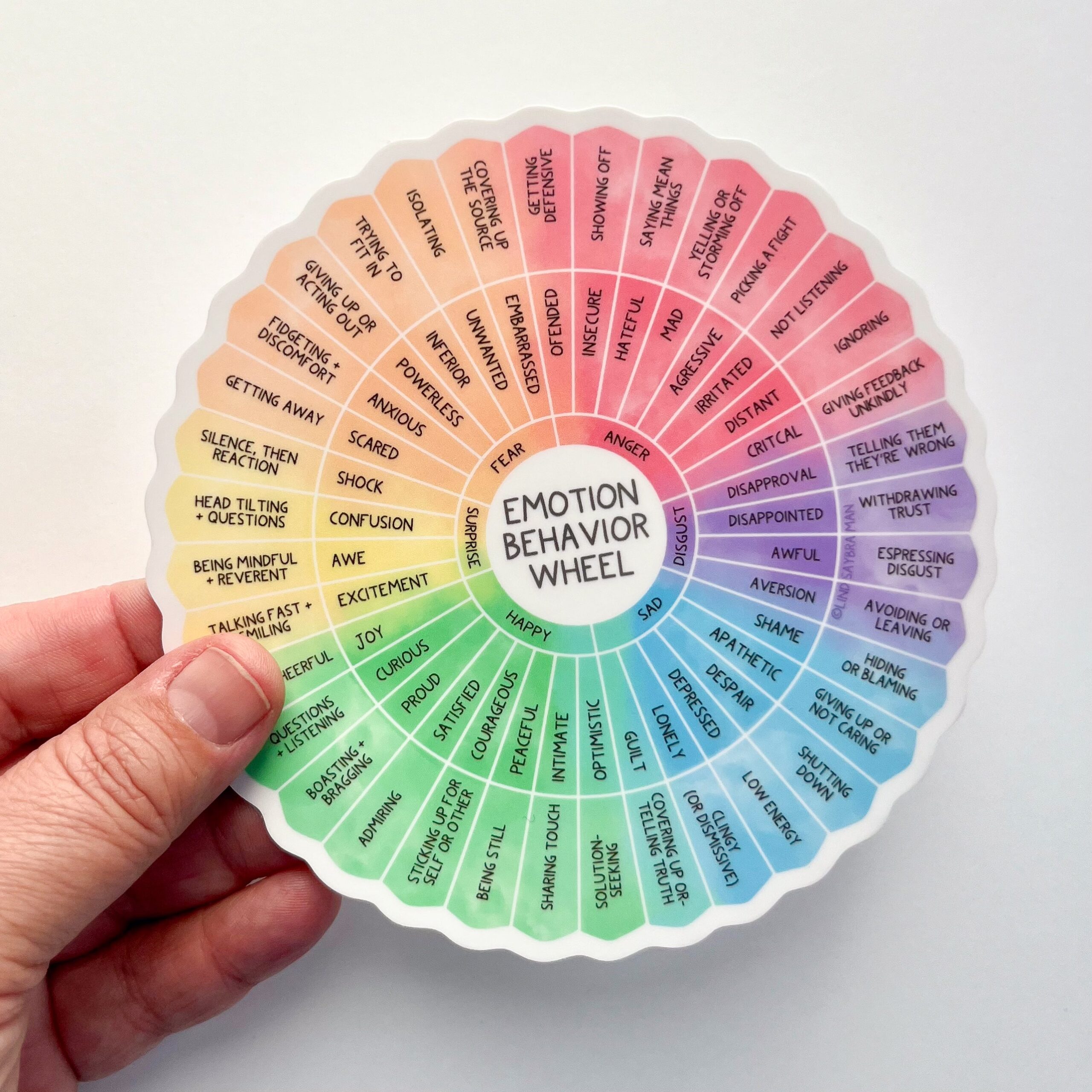 Mental Health Stickers Emotion Behavior Wheel 5 inch Vinyl Sticker