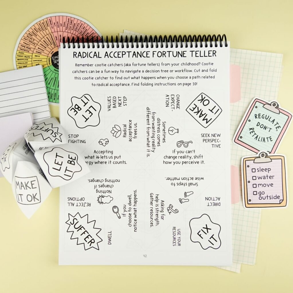 Radical Acceptance Fortune Teller or cootie catcher printable by Lindsay Braman