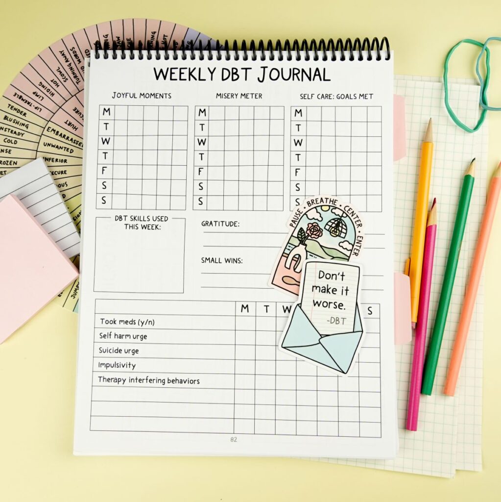Weekly DBT Journal page by Lindsay Braman