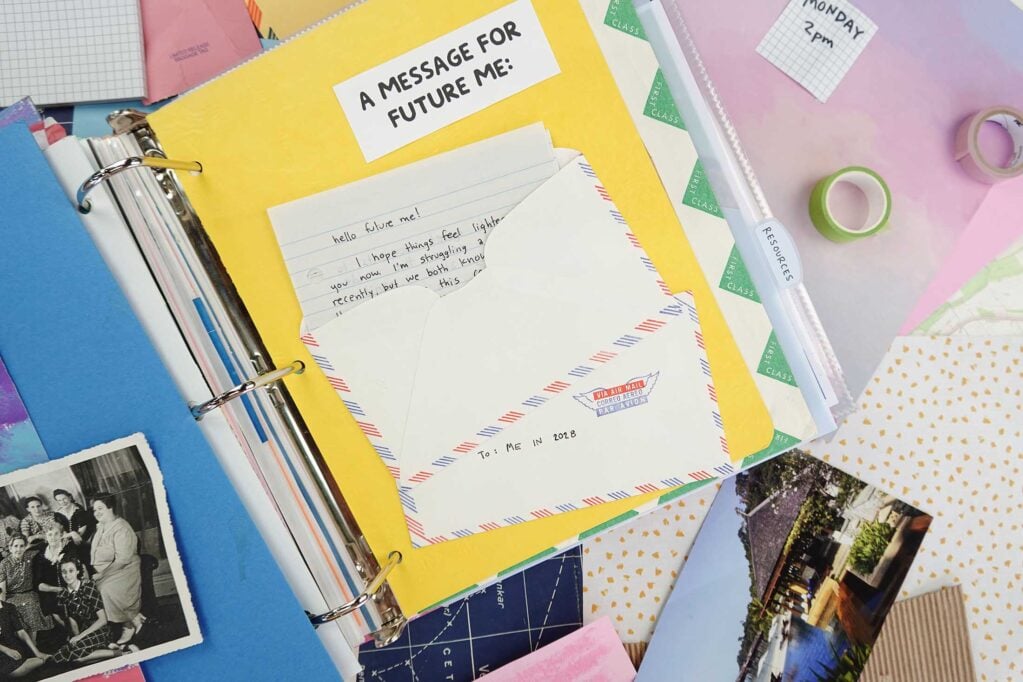 A page from the junk journal for self care