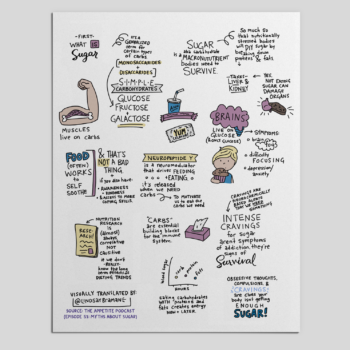 A Sketchnote on Sugar Addiction, from The Appetite Podcast
